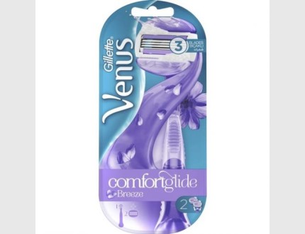 Gillette Venus ComfortGlide Breeze Handle Women’s Razor – 1 Handle + 2 Refills
