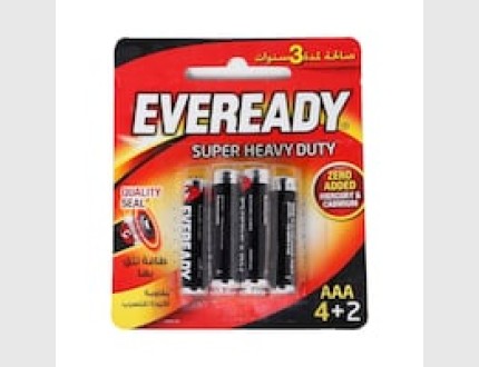 Eveready Super Heavy Duty Battery AAA 4 pieces + 2 Free